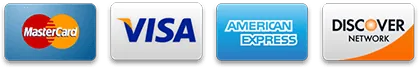 Visa, Mastercard, American Express and Discover accepted at the seller's checkout
