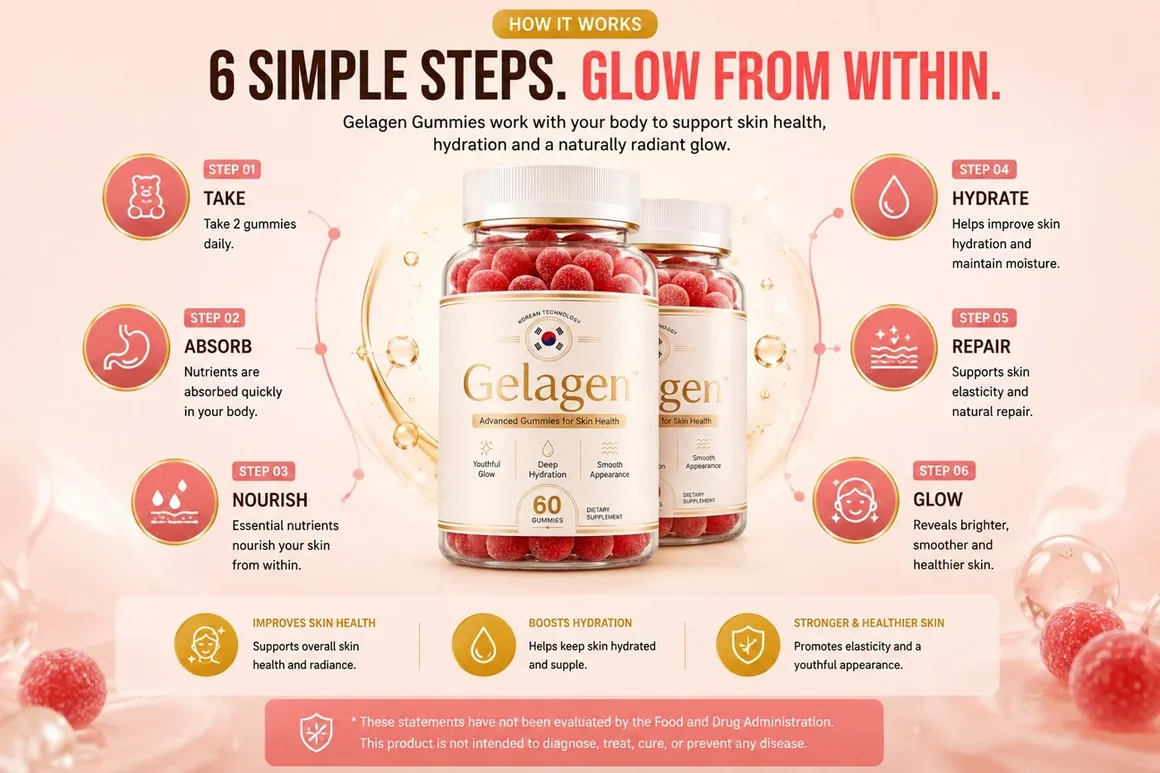 Diagram of how the Gelagen gummies are taken and absorbed